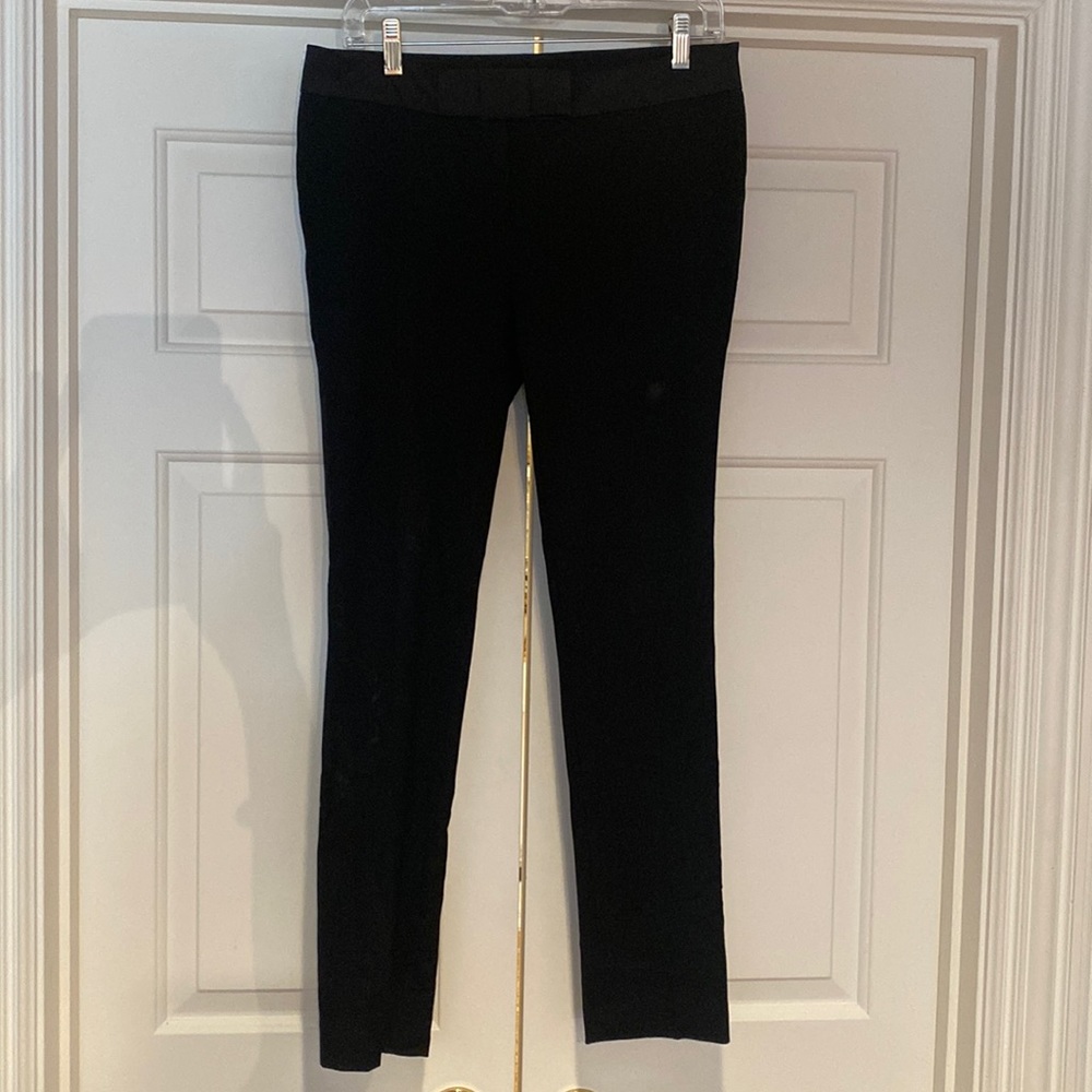 Anne Taylor black dress pant with gros grain ribbon waist